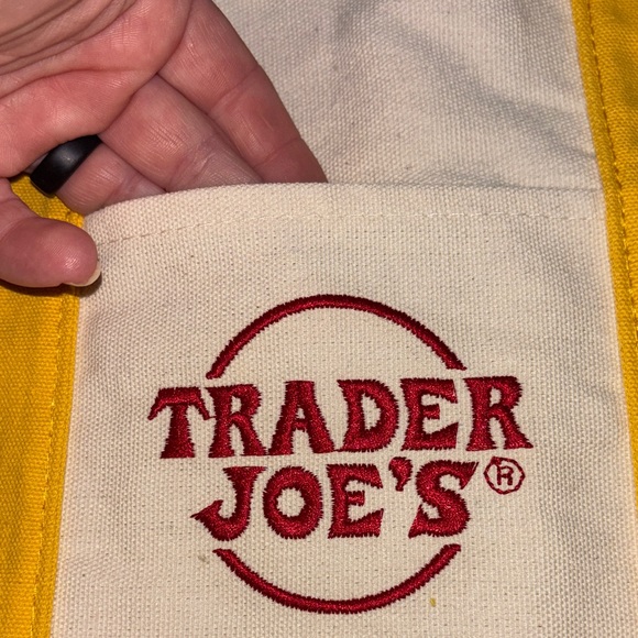 Trader Joe's Yellow and White Canvas Tote Bag - Picture 5 of 7
